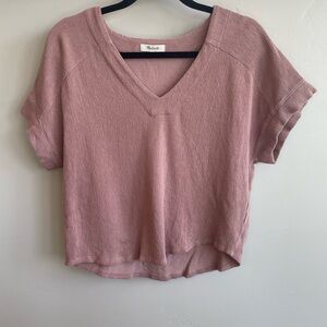 Madewell Pink Cuffed Sleeve Crop T-Shirt